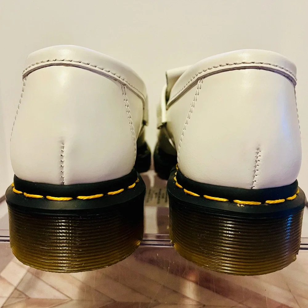 Dr Martens Adrian YS Loafers Mens 4 Womens 5 White Tassel Kiltie Smooth Leather